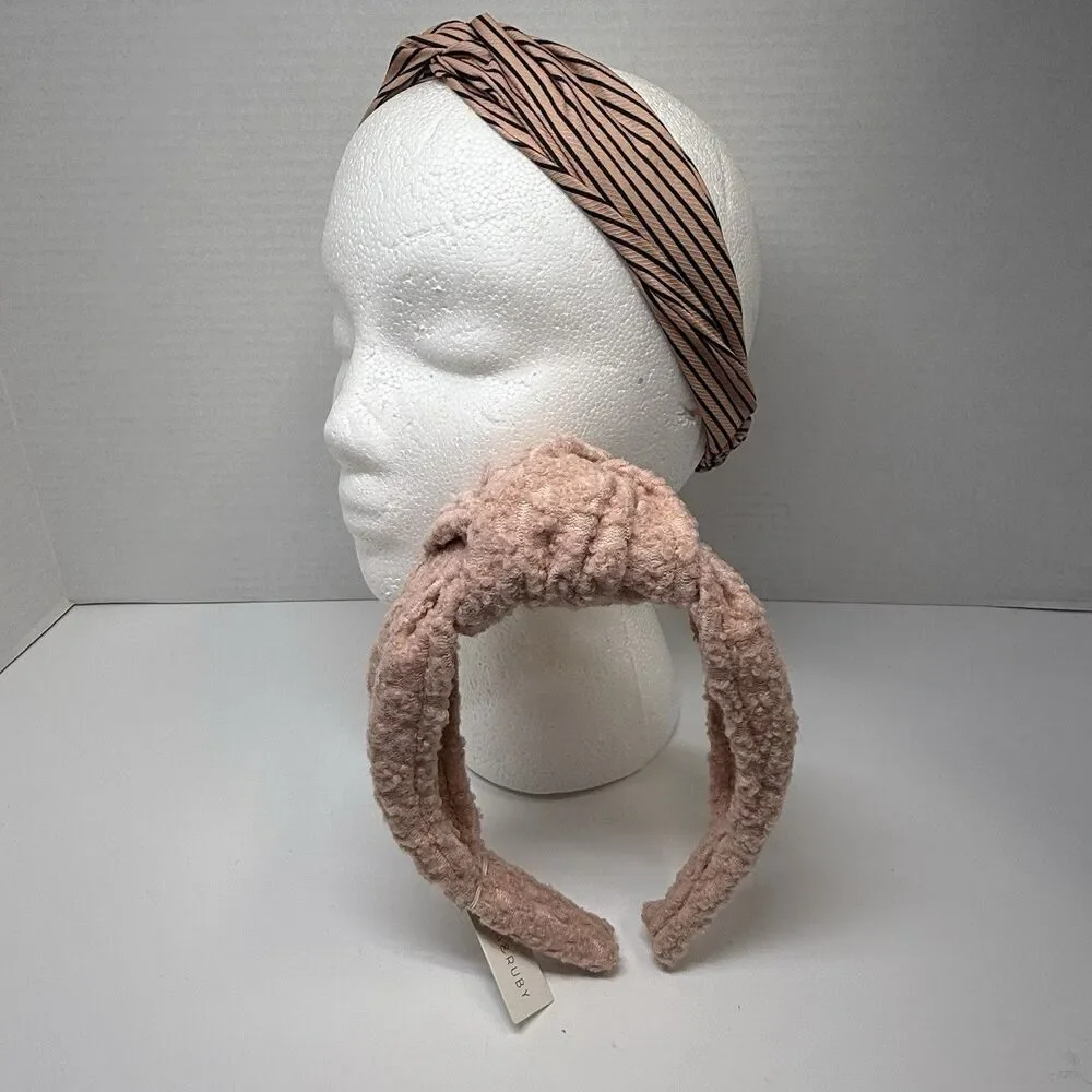 Stella & Ruby Textured Knotted Headband And France Luxe Headband Bundle Of 2 New